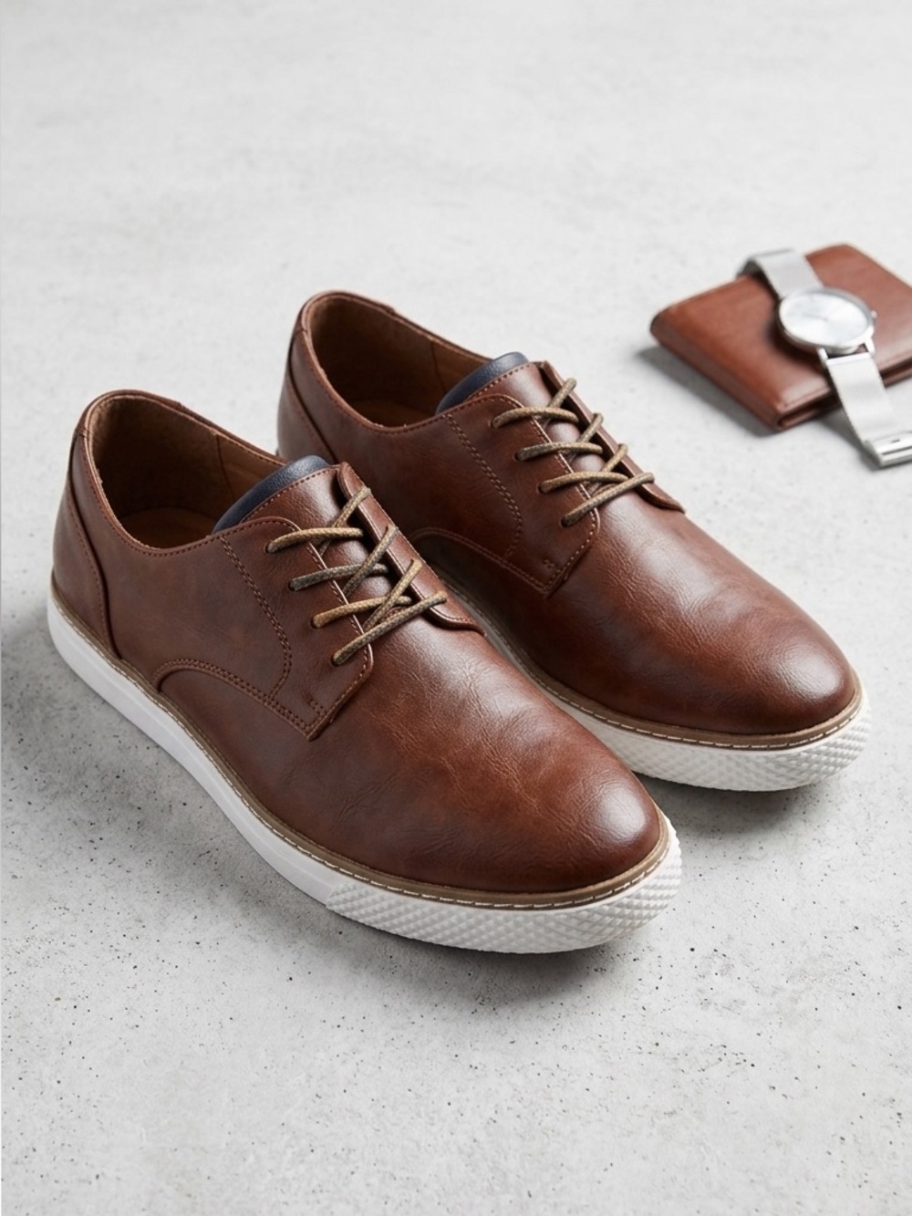 Steve Madden Men’s Size 12 Brown Faux Leather Hybrid Dress Shoes Oxford’s